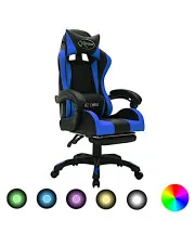Czarno-niebieski fotel gamingowy z diodami LED - Centuri 4X w sklepie Edinos.pl