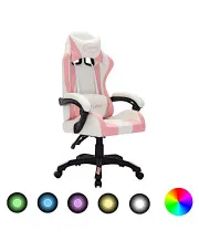 Biało-różowy fotel gamingowy z diodami LED - Centuri 3X w sklepie Edinos.pl