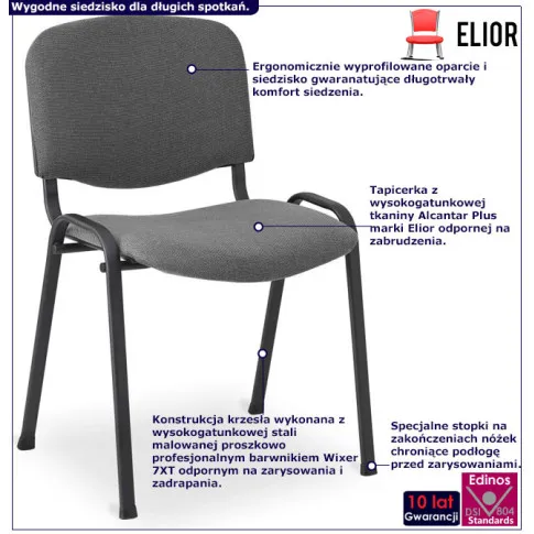 Fotografia Szare metalowe krzesło konferencyjne - Hoster 3X z kategorii Pracownie i biura