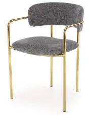Popielate tapicerowane nowoczesne krzesło w stylu glamour - Julien w sklepie Edinos.pl