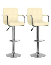 Kremowe krzesła barowe z regulowaną wysokością - Ligure 4X  w sklepie Edinos.pl