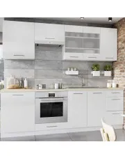 Zestaw białych szafek kuchennych 8 sztuk - Elora 5S połysk w sklepie Edinos.pl
