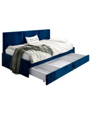 Granatowe łóżko tapicerowane z pojemnikiem Sorento 6X - 3 rozmiary w sklepie Edinos.pl