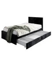 Czarne łóżko welwetowe z pojemnikiem na pościel Sorento 8X - 3 rozmiary w sklepie Edinos.pl