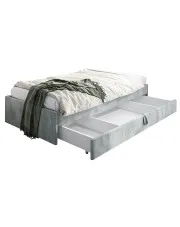 Popielate łóżko welwetowe z szufladą Lenny 7X - 3 rozmiary w sklepie Edinos.pl