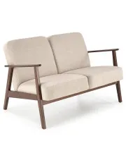 Drewniana beżowa tapicerowana sofa retro - Conti 4X w sklepie Edinos.pl