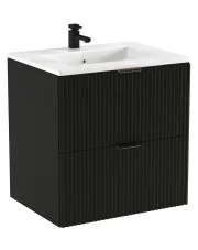 Czarna nowoczesna szafka wisząca z umywalką - Oxel 8X w sklepie Edinos.pl