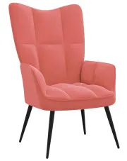 Różowy welurowy pikowany fotel wypoczynkowy - Verpio w sklepie Edinos.pl