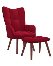 Czerwony fotel wypoczynkowy z podnóżkiem - Izelox w sklepie Edinos.pl