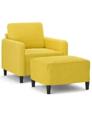 Tapicerowany żółty fotel wypoczynkowy z podnóżkiem - Cyref w sklepie Edinos.pl