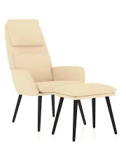 Fotel wypoczynkowy z podnóżkiem w kolorze kremowym - Levera w sklepie Edinos.pl