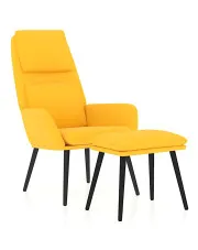 Fotel wypoczynkowy z podnóżkiem w kolorze żółtym - Levera w sklepie Edinos.pl