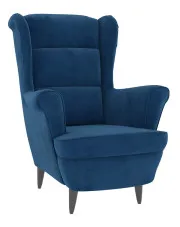 Niebieski welurowy fotel do czytania - Donello w sklepie Edinos.pl