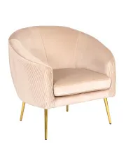 Beżowy welurowy fotel wypoczynkowy glamour - Amex w sklepie Edinos.pl
