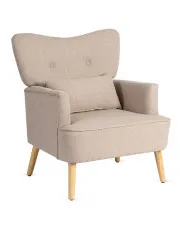 Beżowy fotel uszak w stylu skandynawskim - Ovel 3X w sklepie Edinos.pl