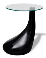 Czarny stolik kawowy w połysku  ze szklanym blatem - Nivegi 3X w sklepie Edinos.pl