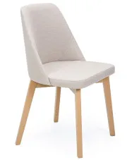 Kremowe krzesło kubełkowe tapicerowane tkaniną - Puvo 8X w sklepie Edinos.pl