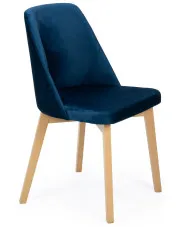 Granatowe krzesło welurowe drewniane - Crogia 4X w sklepie Edinos.pl