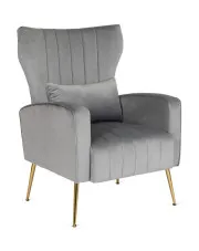 Szary stylowy fotel wypoczynkowy na złotych nóżkach - Arit w sklepie Edinos.pl