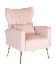 Różowy welurowy fotel w stylu glamour - Arit w sklepie Edinos.pl