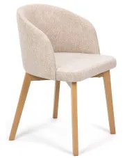 Kremowe drewniane krzesło tapicerowane welurem dąb artisan - Crogia 7X w sklepie Edinos.pl
