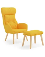 Żółty skandynawski tapicerowany fotel wypoczynkowy - Zemex w sklepie Edinos.pl
