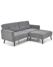 Popielata sofa rozkładana z podnóżkiem - Cavani w sklepie Edinos.pl
