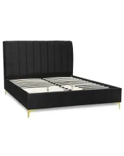 Czarne łóżko z zagłówkiem w stylu glamour 160x200 - Adio w sklepie Edinos.pl