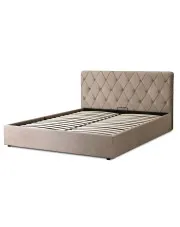 Beżowe łóżko z zagłówkiem w stylu Chesterfield 160x200 - Oves w sklepie Edinos.pl