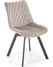Beżowe welurowe krzesło pikowane z obrotowym siedziskiem - Elpo w sklepie Edinos.pl