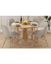 Okrągły stół do salonu z czterema krzesłami - Ilex w sklepie Edinos.pl