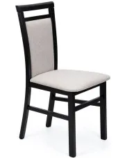 Klasyczne krzesło drewniane tapicerowane czarny + beżowy - Mako 5X w sklepie Edinos.pl