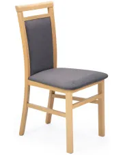 Krzesło drewniane tapicerowane klasyczne dąb artisan + grafit - Lonara w sklepie Edinos.pl