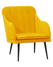 Żółty welurowy pikowany fotel wypoczynkowy - Romo w sklepie Edinos.pl