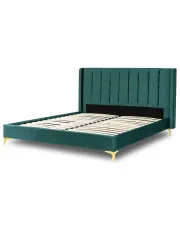 Zielone łóżko małżeńskie glamour z zagłówkiem 160x200 - Eblo w sklepie Edinos.pl