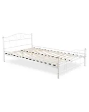 Białe metalowe łóżko z zagłówkiem 120x200 - Naxo w sklepie Edinos.pl