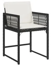 Czarno - kremowy zestaw krzeseł ogrodowych z poduszkami 4 szt. - Barisso 3X w sklepie Edinos.pl