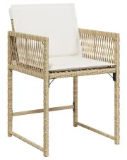 Beżowy zestaw krzeseł ogrodowych z poduszkami 4 szt. - Barisso 3X w sklepie Edinos.pl