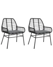 Czarne krzesła ogrodowe z poduszkami 2 szt. - Lalizo 3X w sklepie Edinos.pl