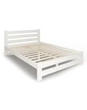 Białe sosnowe podwójne łóżko z zagłówkiem 140x200 - Drohet 3X w sklepie Edinos.pl