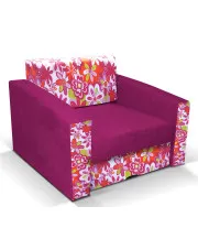 Fioletowy fotel rozkładany z motywem kwiatów - Zolico 5X w sklepie Edinos.pl