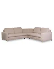Beżowa rozkładana sofa narożna w stylu glamour - Kermiza w sklepie Edinos.pl