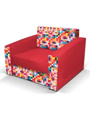 Czerwony rozkładany fotel w kolorowe printy - Zolico 13X w sklepie Edinos.pl