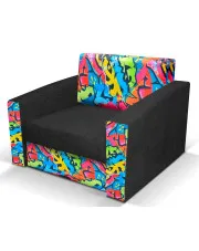 Czarny fotel z funkcją spania w kolorowe grafiti - Zolico 14X w sklepie Edinos.pl