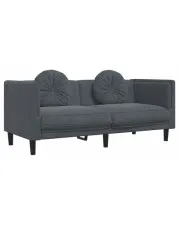 Ciemnoszara aksamitna sofa 2-osobowa z poduszkami - Erim 4X w sklepie Edinos.pl