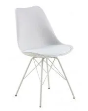 Białe nowoczesne krzesło tapicerowane - Lindi w sklepie Edinos.pl