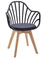 Krzesło patyczak w stylu retro modern Baltin - czerń i buk w sklepie Edinos.pl