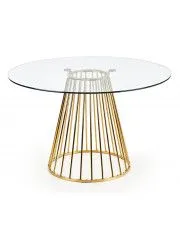 Okrągły szklany stół glamour Golden - złoty w sklepie Edinos.pl