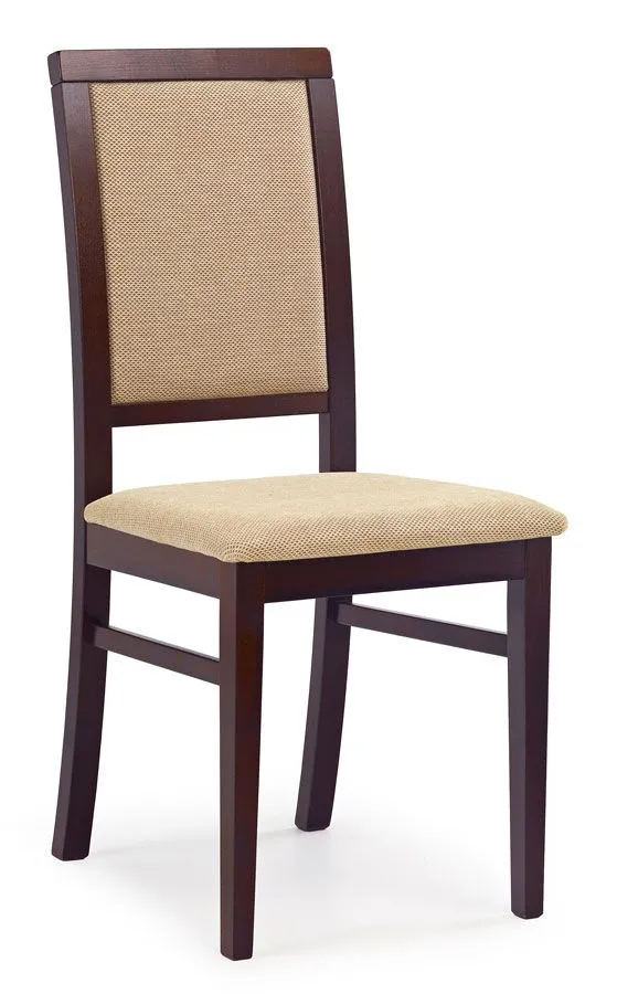 Zdjęcia - Krzesło Elior Drewniane  tapicerowane Prince - Ciemny orzech + beż E8787V-PL-N-SY 