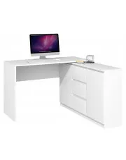 Białe biurko narożne z komodą - Luvis 4X w sklepie Edinos.pl